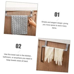 DOITOOL 2pcs Stainless Steel Towel Rack Over Door Towel Holder Cabinet Towel Holder Bathroom Towel Shelf Multi Hanger Multi Purpose Hanger Towel Storage Pole Individual Bracket Back Style