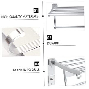 Zerodeko 1 Set Towel Rack Makeup Organizer Telescopic Towel Rack Shampoo Holder Metal Shelving Wall Mounted Shelf Shelves Wall Mounted Bright Silver Slippers Shelf Slippers Rack Storage Set