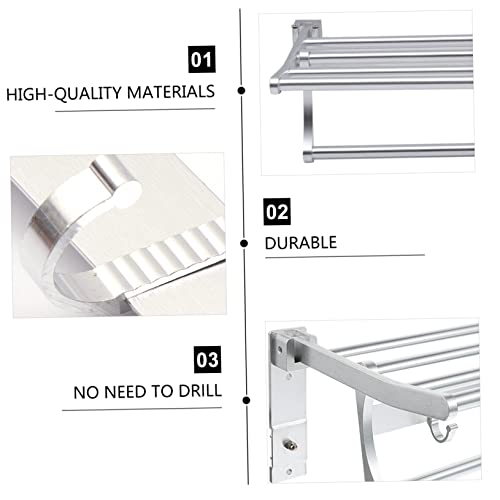 Zerodeko 1 Set Towel Rack Makeup Organizer Telescopic Towel Rack Shampoo Holder Metal Shelving Wall Mounted Shelf Shelves Wall Mounted Bright Silver Slippers Shelf Slippers Rack Storage Set