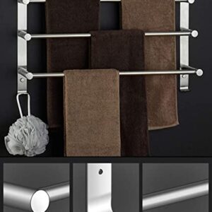 Towel Racks for Bathroom Towel Holder Wall-Mounted Towel Rack Towel Rail 304 Stainless Steel Bathroom Three-bar Towel Rod with Hook Kitchen Rack Towel Rack Bathroom Accessories (Color : 70cm)