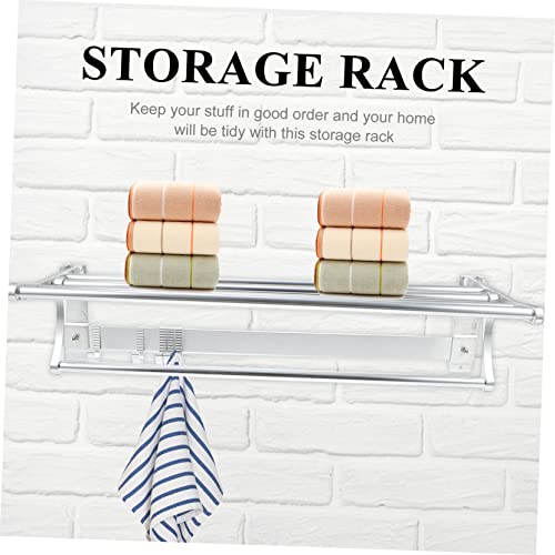 Zerodeko 1 Set Towel Rack Makeup Organizer Telescopic Towel Rack Shampoo Holder Metal Shelving Wall Mounted Shelf Shelves Wall Mounted Bright Silver Slippers Shelf Slippers Rack Storage Set