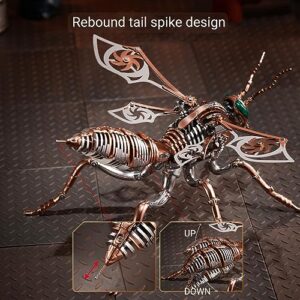 MHWTTY 3D Metal Puzzles for Adults Model Kits: DIY Build Mechanical Wasp Metal Assembly Toy Steel Jigsaw Brain Teaser Puzzle for Men (Rose Gold-Wasp Metal Puzzle)