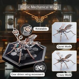 MHWTTY 3D Metal Puzzles for Adults Model Kits: DIY Build Mechanical Wasp Metal Assembly Toy Steel Jigsaw Brain Teaser Puzzle for Men (Rose Gold-Wasp Metal Puzzle)