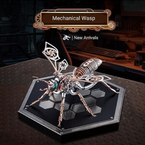 MHWTTY 3D Metal Puzzles for Adults Model Kits: DIY Build Mechanical Wasp Metal Assembly Toy Steel Jigsaw Brain Teaser Puzzle for Men (Rose Gold-Wasp Metal Puzzle)