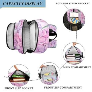 Joisal Pink Hydrangea Backpack for Middle School Girls Lightweight Kids Travel Backpack for Airplane