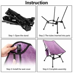 LLCJYYCY Camping Chairs 2023 Upgrade Portable Ultralight Outdoor Folding Chair Compact Backpack Chairs for Outside Beach Lawn Hiking Travel 400 lbs - 1pc Purple