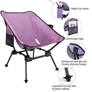LLCJYYCY Camping Chairs 2023 Upgrade Portable Ultralight Outdoor Folding Chair Compact Backpack Chairs for Outside Beach Lawn Hiking Travel 400 lbs - 1pc Purple