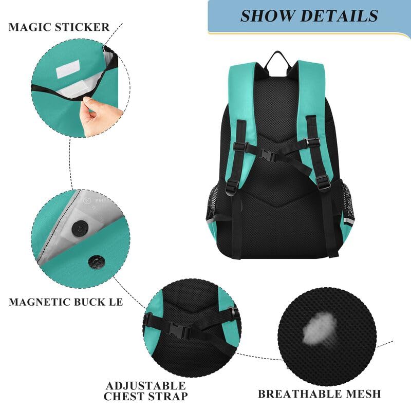 ODAWA Turquoise Bakcpack Primary Middle School Book Bags Girls Boys Backpack for Kids 17 Inch