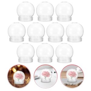 NOLITOY DIY Snow Globes 10pcs Clear Plastic Water Globe Jar with Screw Off Cap Christmas Candy Cookies Jar for DIY Crafts Flower Plant Moss Landscape Decor 4inch