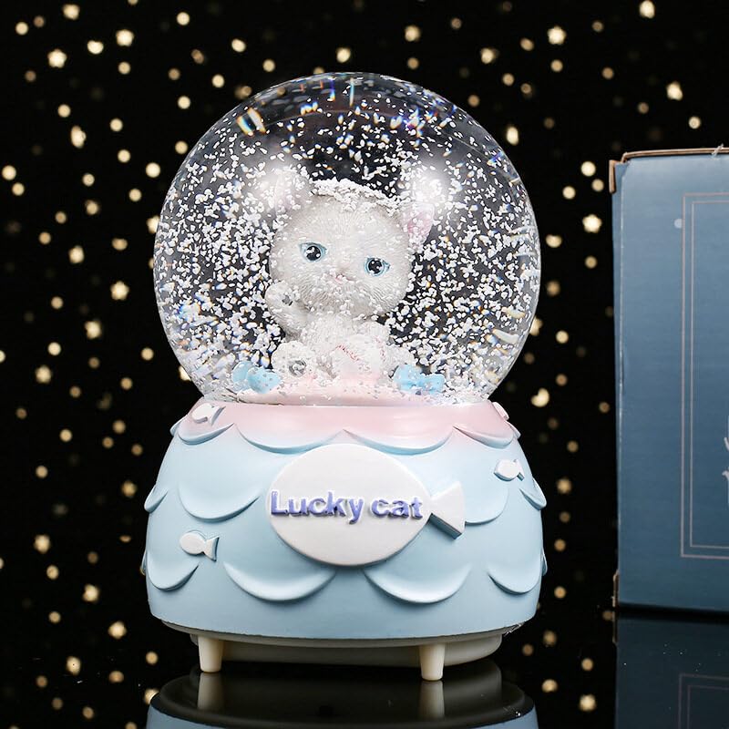 iFCOW Crystal Ball Music Box, Crystal Ball Music Box with Light Color Changing Snow Globes Music Boxes for Women Mom