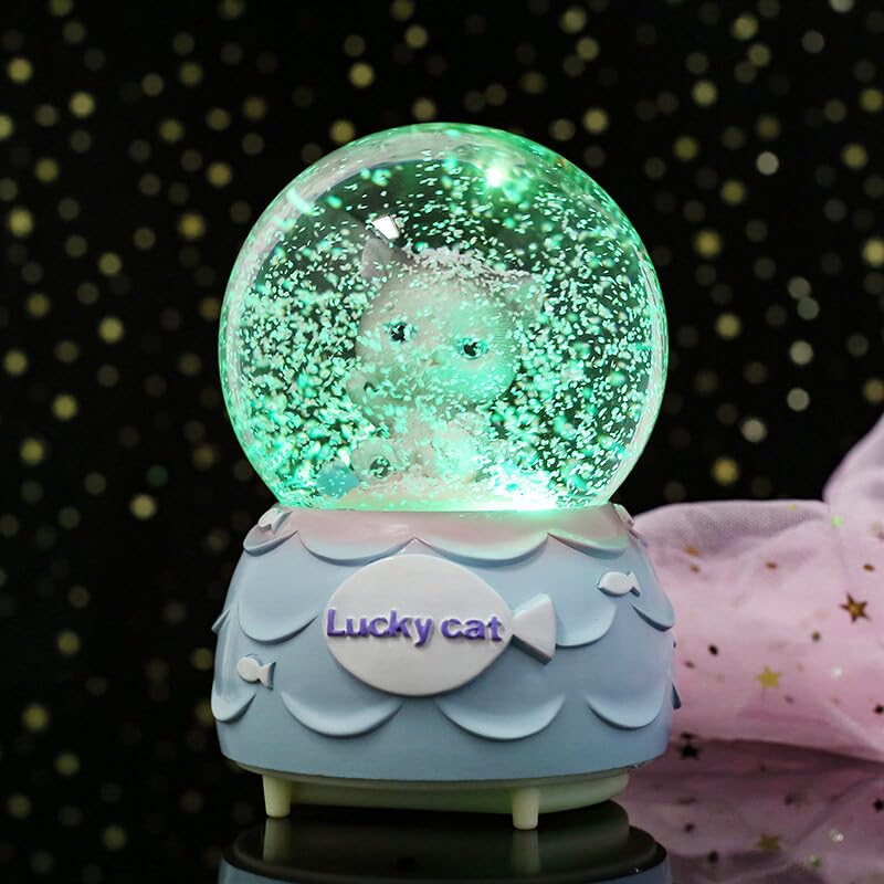 iFCOW Crystal Ball Music Box, Crystal Ball Music Box with Light Color Changing Snow Globes Music Boxes for Women Mom