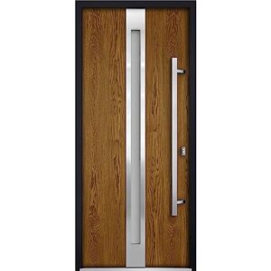 front exterior prehung glass steel door 36 x 80 inches left-hand/deux 1744 natural oak/stainless inserts single modern veneer
