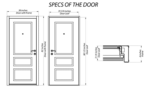 Front Exterior Prehung Glass Steel Door 36 x 80 inches Left-Hand/Deux 1744 Natural Oak/Stainless Inserts Single Modern Veneer