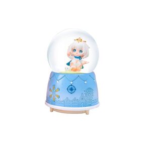 cartoon snow globe music box, 80mm musical snow globe with color changing led lights for girlfriend wife girls daughter birthday (blue)