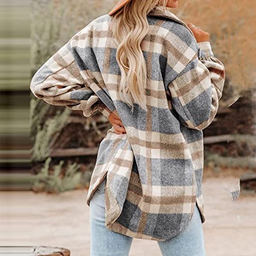 Flannel Shirts for Women Shacket Jacket Plaid Button Down Shirts Womens Fall Fashion 2023 Womens Flannel Shirts Long Sleeve