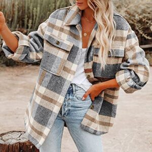 Flannel Shirts for Women Shacket Jacket Plaid Button Down Shirts Womens Fall Fashion 2023 Womens Flannel Shirts Long Sleeve