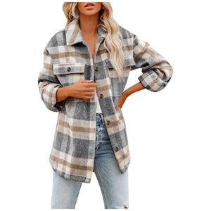 Flannel Shirts for Women Shacket Jacket Plaid Button Down Shirts Womens Fall Fashion 2023 Womens Flannel Shirts Long Sleeve