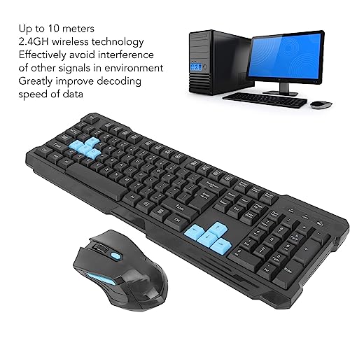 Rosvola Gaming Keyboard and Mouse Set Wireless Keyboard Mouse with Fast Decoding Speed and USB Gaming Receiver