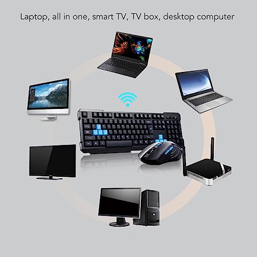 Rosvola Gaming Keyboard and Mouse Set Wireless Keyboard Mouse with Fast Decoding Speed and USB Gaming Receiver