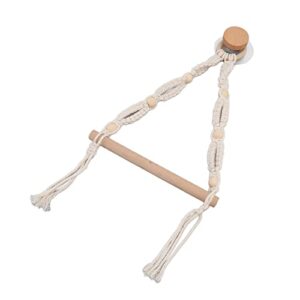 Vintage Rope Towel Holder No Punching Wall Mounted Wide Application Space Saving Eco Friendly with Wooden Rod for Bathroom Kitchen