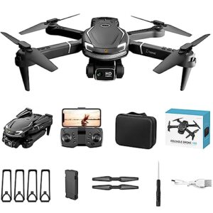 drone with dual 4k wide angle hd wifi camera remote control toys gifts for boys girls with altitude hold headless mode, add music zoom function, 3-level flight speed (black)
