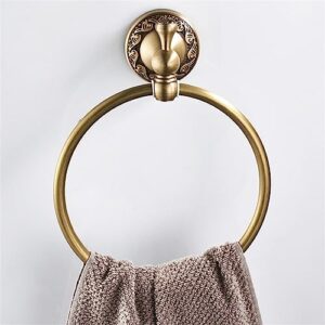 Bronze Towel Ring, Retro Copper Bath Hand Towel Ring Round Wall Mounted Towel Holder for Bathroom CHAOCHAO