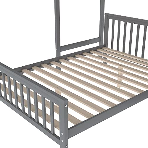 DEYOBED Twin Over Full Wooden Bunk Bed and Convertible Loft Bed with Storage Staircases - Ideal for Kids and Teens, Maximizing Space and Comfort