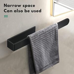 Bicico Hand Towel Holder, Black Towel Bar, 15 Inch Self Adhesive Bathroom Hand Towel Holder Stick on Wall