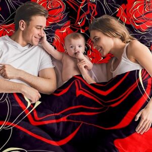 VAPOKF Duvet Covers Set Twin Size Soft and Breathable Microfiber Comforter Bedding Set 1 Duvet Cover 2 Pillowcase with Zipper Closure for Kids Women Men, Red Roses