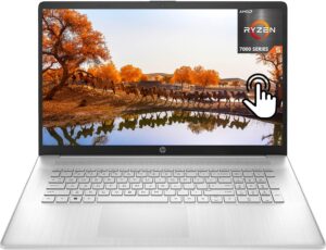 hp 2023 newest touchscreen business laptop, 17.3 inch hd+ display, amd ryzen 5 7530u processor(beats i7-1165g7), 64gb ram, 1tb ssd, wi-fi 6, anti-glare, full kb, webcam, windows 11 home, silver