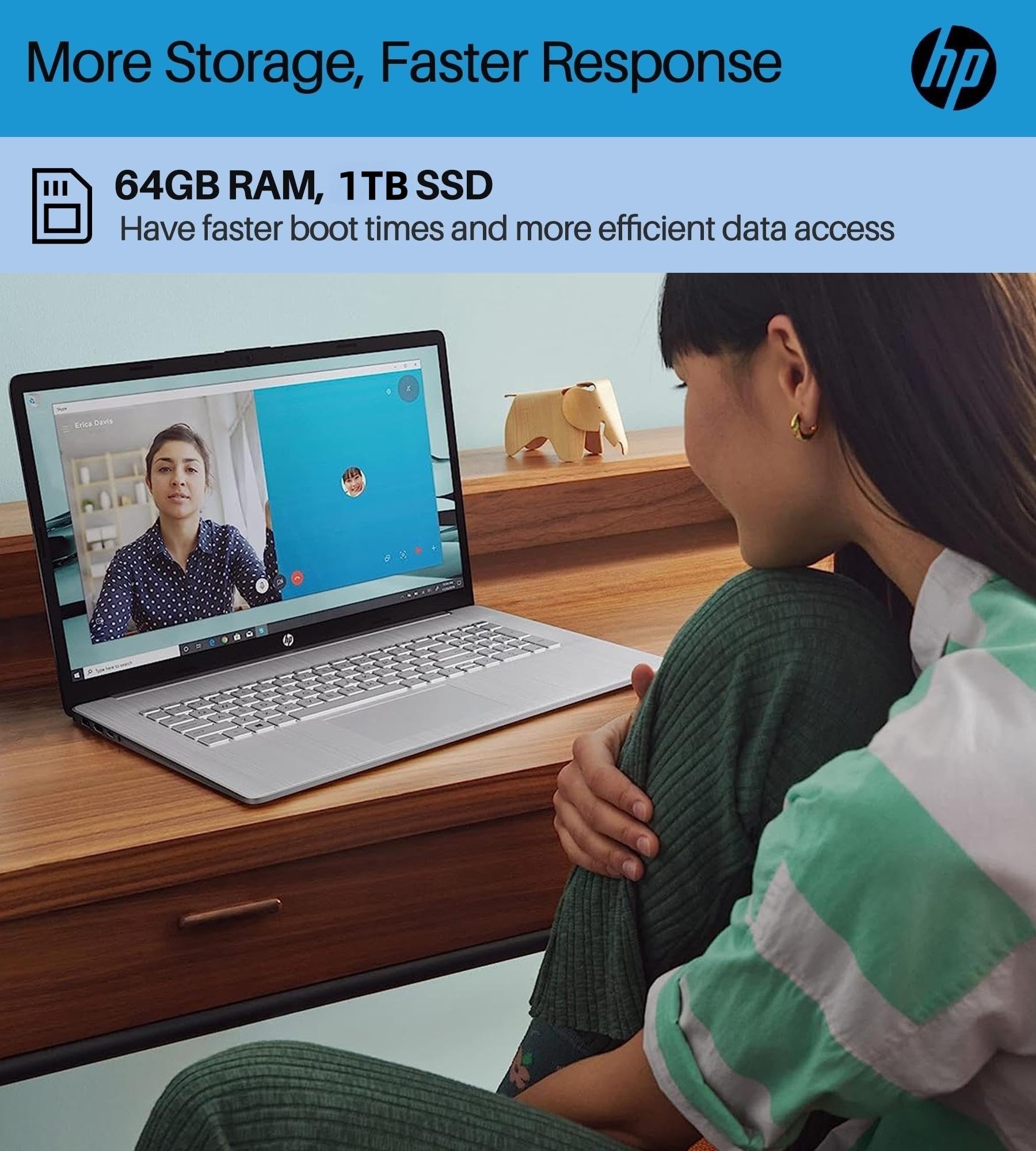 HP 2023 Newest Touchscreen Business Laptop, 17.3 Inch HD+ Display, AMD Ryzen 5 7530U Processor(Beats i7-1165G7), 64GB RAM, 1TB SSD, Wi-Fi 6, Anti-Glare, Full KB, Webcam, Windows 11 Home, Silver