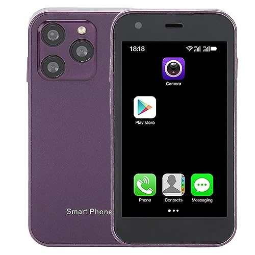 Yunseity Mini Smartphone Unlocked, SOYES XS15 WiFi Smartphone Quad Core for Android 8.1, 2GB RAM 16GB ROM, Ultra Thin Body HD Camera Backup Cellphone, Dual SIM Card & Dual Cameras (Violet)