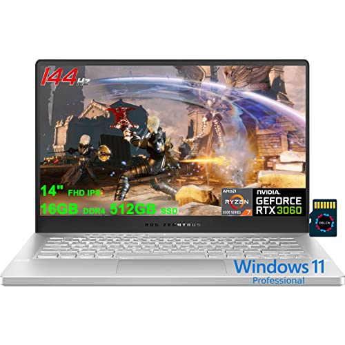 ASUS ROG Zephyrus G14 Gaming Laptop | 14" Full HD IPS 144Hz | AMD 8-Core Ryzen 7 5800HS (>i7-11370H) | 16GB DDR4 512GB SSD | GeForce RTX 3060 6GB Graphic | Backlit USB-C Win11Pro + 32GB MicroSD Card