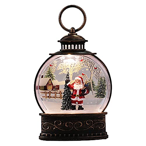 Actaday 5.9" Christmas Snow Globe Lantern Snowman, Christmas Night Light, Button Battery (Include) Operated Lighted Water Glittering Lantern for Christmas Festival Decoration Gifts