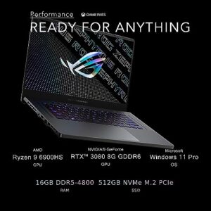 ASUS Zephyrus G15 15.6" 240Hz QHD Gaming Laptop, AMD Ryzen 9 6900HS, GeForce RTX 3080 8GB GDDR6, 16GB DDR5 RAM, 512GB PCIe SSD, Backlit Keyboard, HD Webcam, Win 11 Pro, Gray, 32GB USB Card