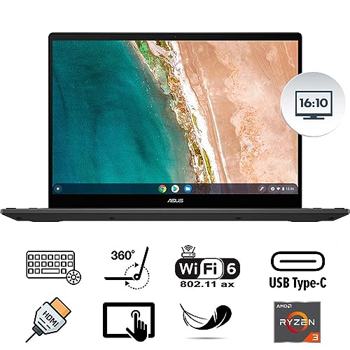 ASUS Chromebook Touchscreen Flip 14inch Laptop 2in1 - Google Chromebook for Adults - AMD Ryzen 3-7320C - Backlit Keyboard - WiFi 6 - USB C (8GB RAM |128GB SSD+128G SD Card)