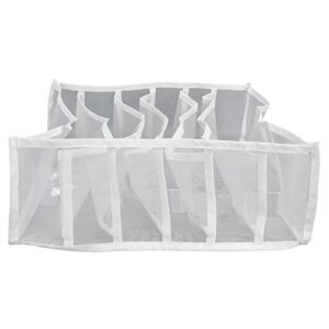 KJAOYU Sock Underwear Organizer Dividers Underwear Storage Box Breathable Foldable Multiple Cells Drawer Organizer for Bras Socks7 Cells (6 grids)