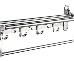 TOWEL BAR RACK Towel Rack Bathroom Stainless Steel Bath Towel Rod with Hook,Wall Mounted Swing Towel Bar - Bathroom Kitchen Swivel Towel Rack Hanger Holder Organizer,Folding Space Saver Towel Rail Tow