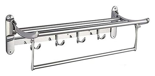 TOWEL BAR RACK Towel Rack Bathroom Stainless Steel Bath Towel Rod with Hook,Wall Mounted Swing Towel Bar - Bathroom Kitchen Swivel Towel Rack Hanger Holder Organizer,Folding Space Saver Towel Rail Tow