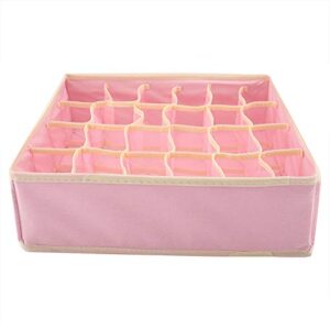 bunny kachu sock drawer organizer, durable soft nonwoven fabric and paper board container grid divider design storage box for household(pink)