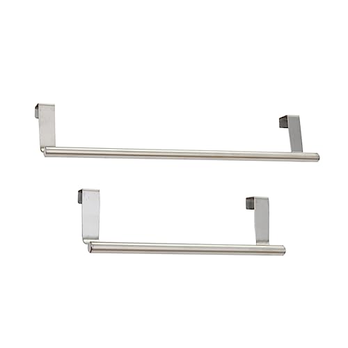 Angoily 2pcs Cabinet Towel Holder Kitchen Dish Rack Bathroom Towel Hanger Over The Cabinet Towel Hanger Stainless Steel Towel Hanger Over The Door Towel bar Cupboard Towel Rack