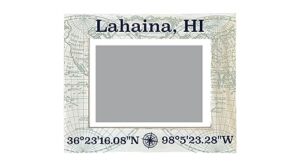 r and r imports lahaina hawaii souvenir wooden photo frame compass coordinates design matted to 4 x 6