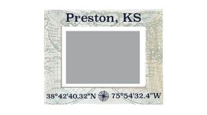 r and r imports preston kansas souvenir wooden photo frame compass coordinates design matted to 4 x 6