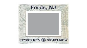 r and r imports fords new jersey souvenir wooden photo frame compass coordinates design matted to 4 x 6
