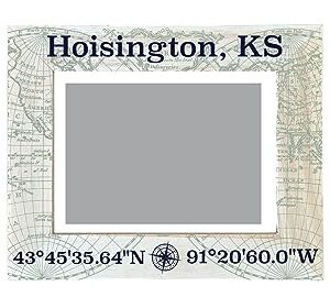 R and R Imports Hoisington Kansas Souvenir Wooden Photo Frame Compass Coordinates Design Matted to 4 x 6