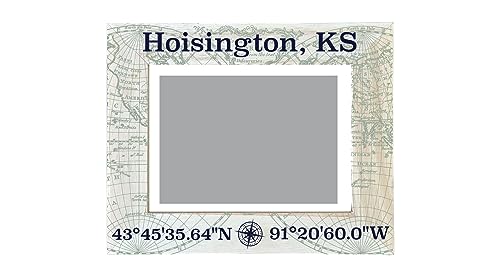 R and R Imports Hoisington Kansas Souvenir Wooden Photo Frame Compass Coordinates Design Matted to 4 x 6