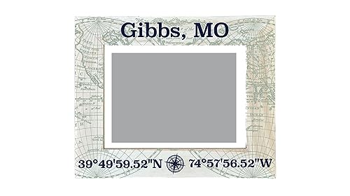 R and R Imports Gibbs Missouri Souvenir Wooden Photo Frame Compass Coordinates Design Matted to 4 x 6