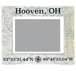 R and R Imports Hooven Ohio Souvenir Wooden Photo Frame Compass Coordinates Design Matted to 4 x 6