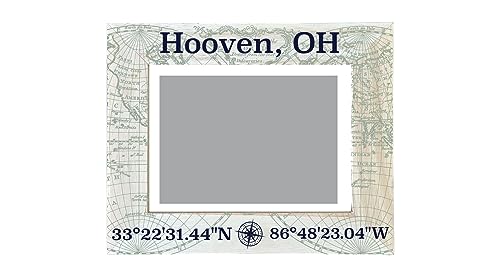 R and R Imports Hooven Ohio Souvenir Wooden Photo Frame Compass Coordinates Design Matted to 4 x 6