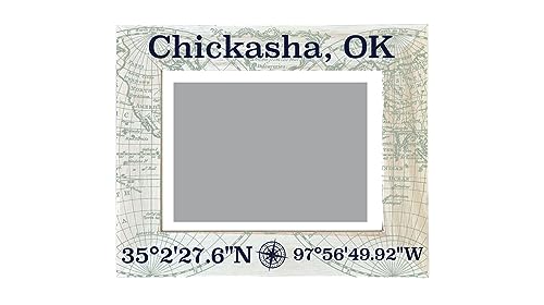 R and R Imports Chickasha Oklahoma Souvenir Wooden Photo Frame Compass Coordinates Design Matted to 4 x 6